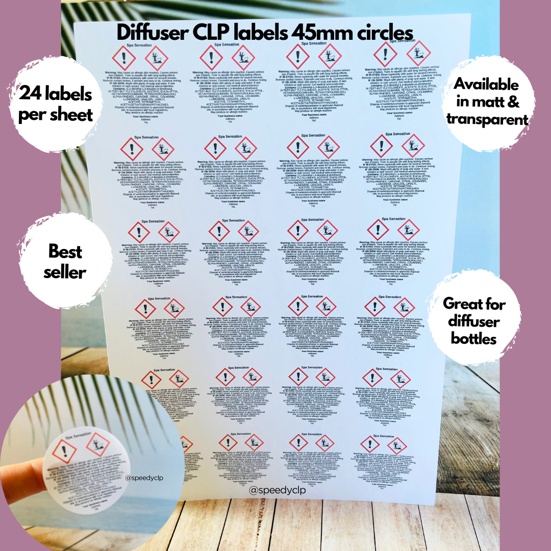 Diffuser in non hazardous base CLP labels – Speedy CLP Ltd