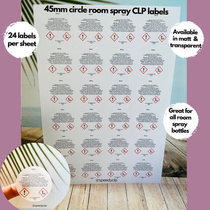 Pure Scented ready made Room Spray CLP labels