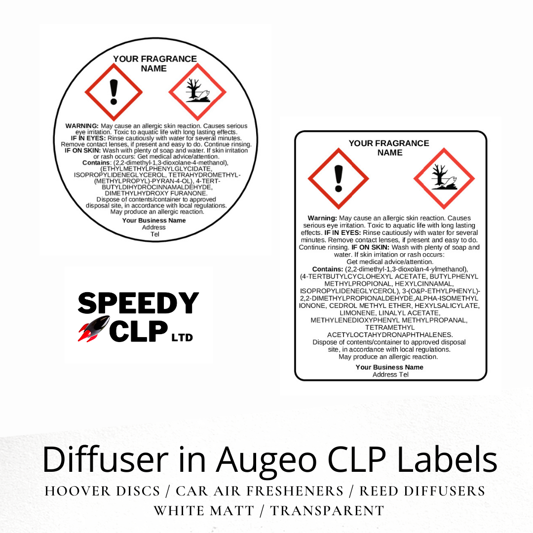 Transparent Diffuser in non hazardous base CLP labels